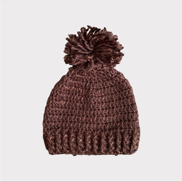 3/$15 Brown Knit Toddler Pom Pom Beanie (SC) - Picture 1 of 3